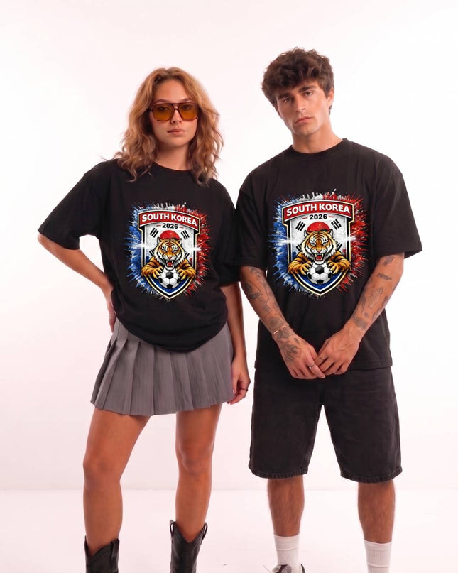 South Korea 2026 White Tiger Shield Crest Soccer World Cup Unisex Fan T-Shirt