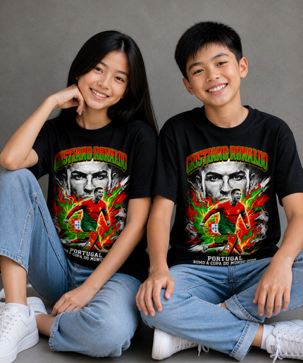 T-shirt Enfant Fan Cristiano Ronaldo Portugal #7 En route pour la Coupe du Monde 2026