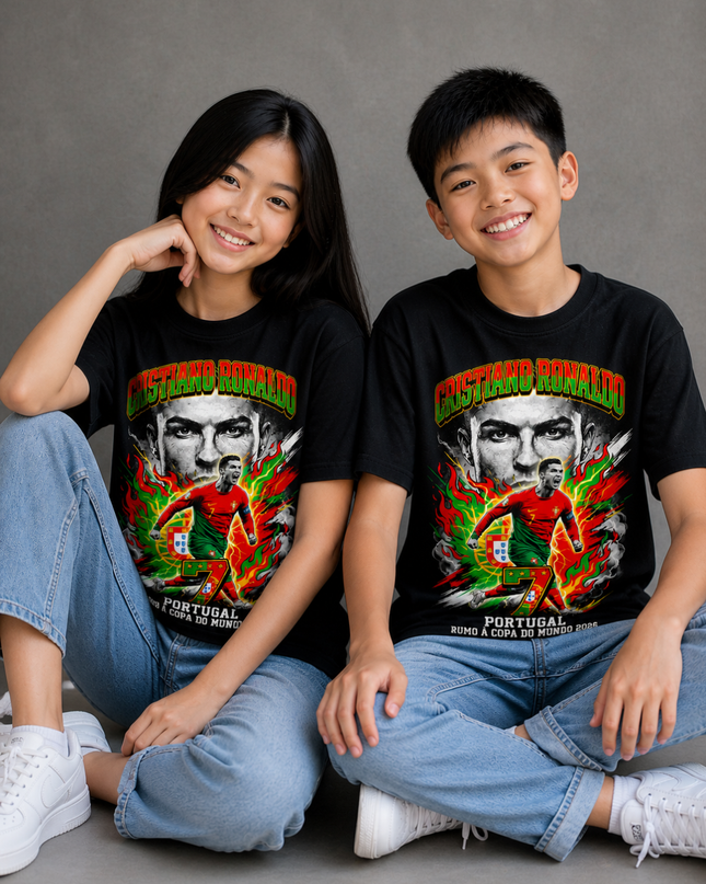 Cristiano Ronaldo Portugal #7 Rumo à Copa do Mundo 2026 Kids Fan T-Shirt