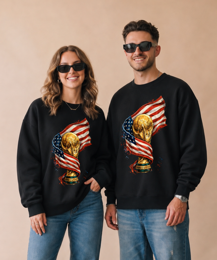 USA World Cup Trophy Flag Unisex Fan Crewneck