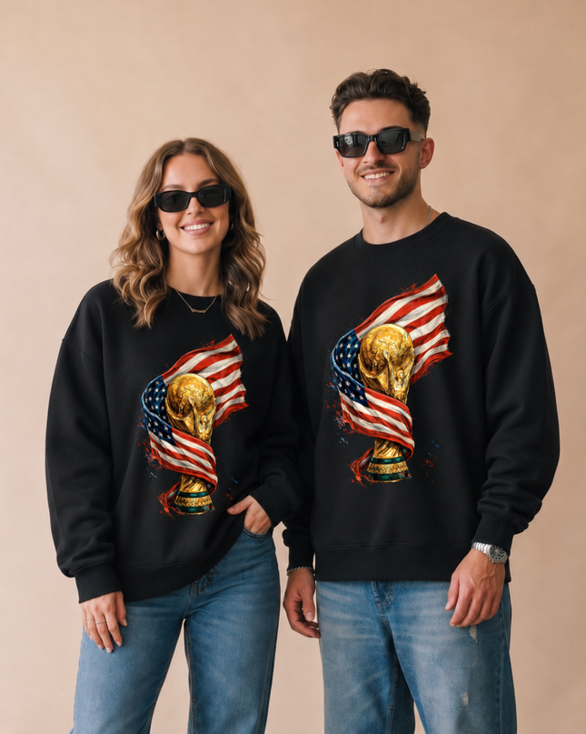 USA World Cup Trophy Flag Unisex Fan Crewneck