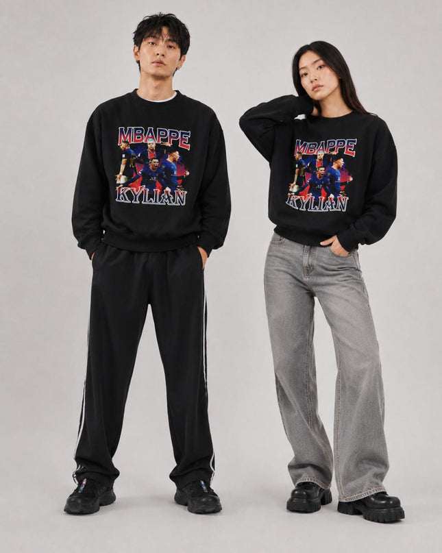 Kylian Mbappé PSG Red Blue Bootleg Collage Unisex Fan Crewneck