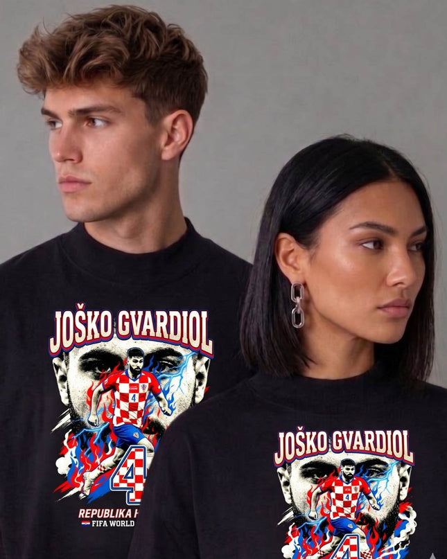Joško Gvardiol #4 République de Croatie Coupe du Monde de Football 2026 T-Shirt Unisexe pour Fans