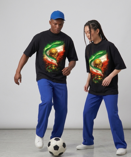 T-shirt unisexe pour fans de la Coupe du Monde de Football 2026 Drapeau Trophée Coupe du Monde Iran