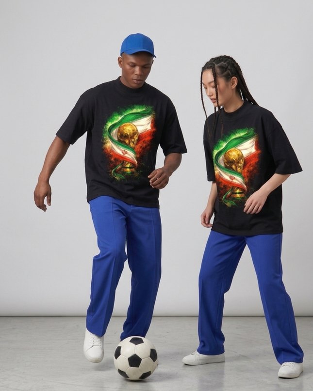 Iran World Cup Trophy Flag Fire Soccer World Cup 2026 Unisex Fan T-Shirt