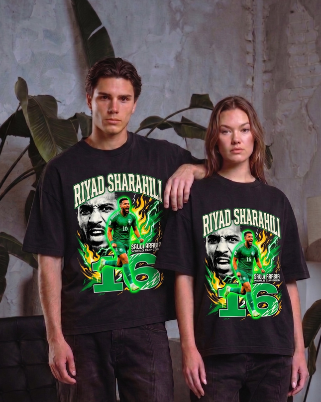 T-shirt unisexe Riyad Sharahili #16 Arabie Saoudite Coupe du Monde 2026 pour les fans