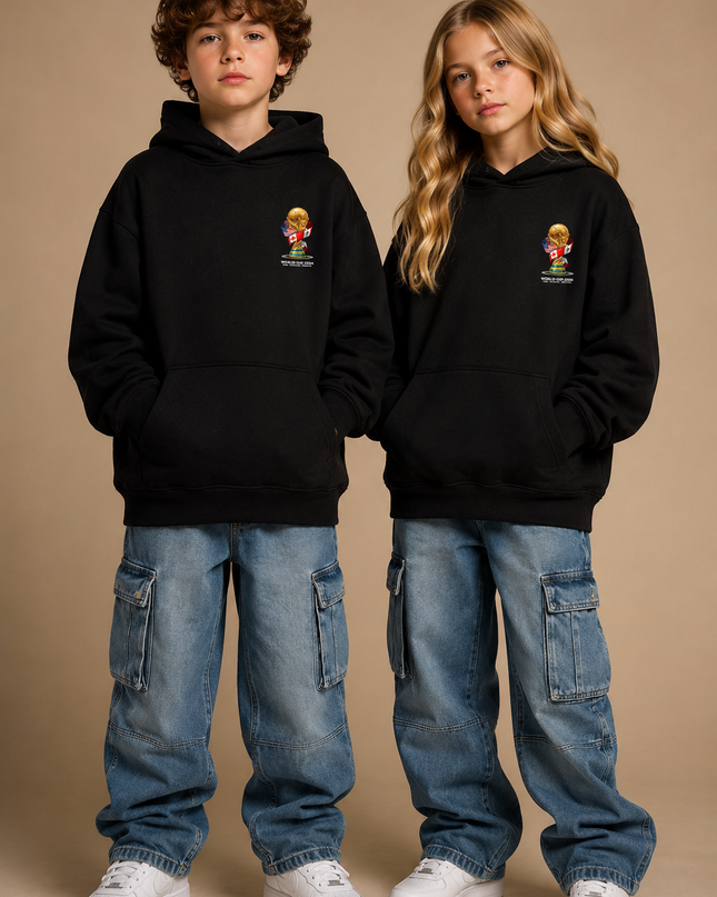 Sweat à capuche enfant fan Virgil Van Dijk #4 Liverpool, motif collage rétro