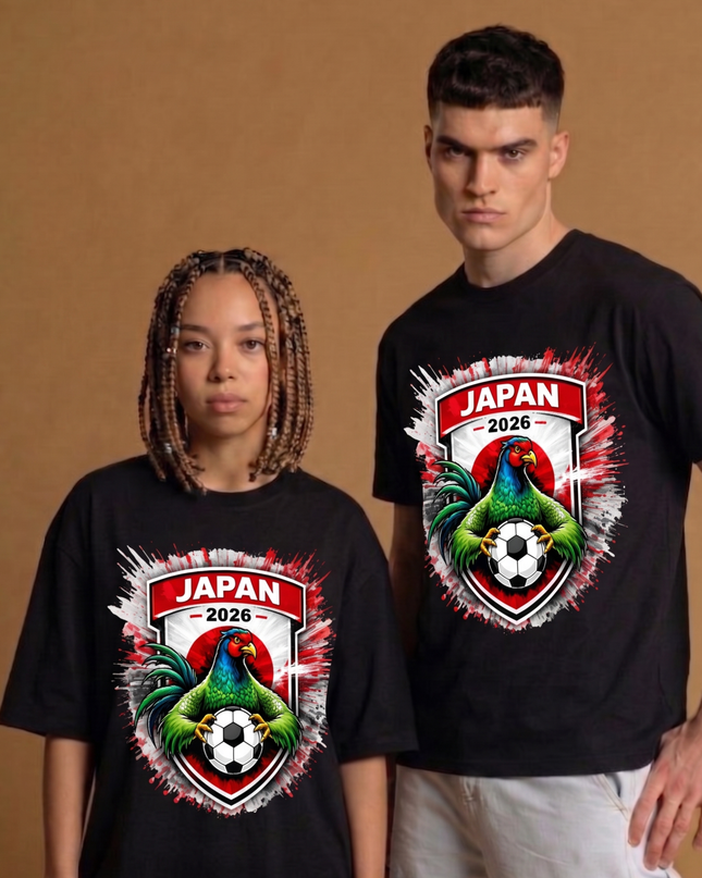 Japan 2026 Rooster Crest Shield Unisex Fan T-Shirt