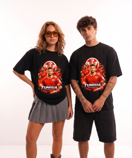 Tunisia Squad Fire Edition Soccer World Cup 2026 Unisex Fan T-Shirt