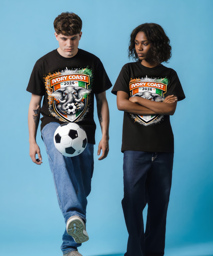 T-shirt unisexe supporter Côte d'Ivoire 2026 Écusson Éléphant