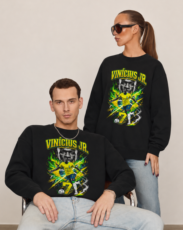 Vinícius Jr. Brazil Seleção Fire Unisex Fan Crewneck
