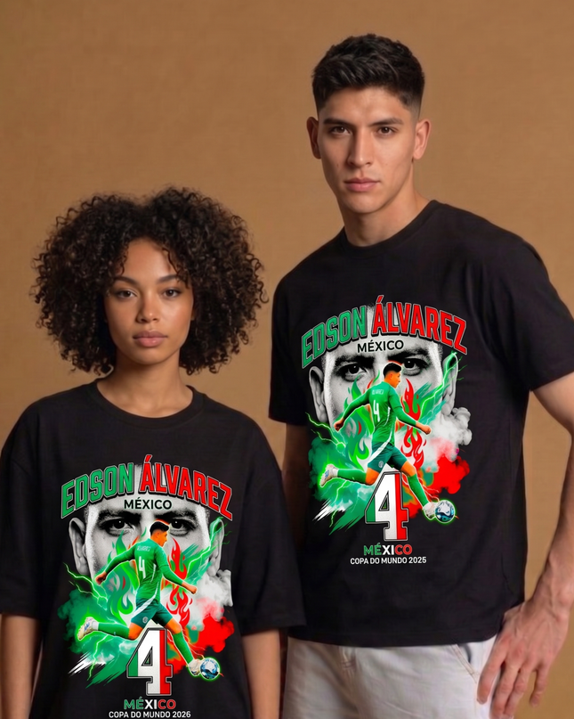 T-shirt unisexe fan Edson Álvarez #4 Mexique Coupe du Monde FIFA 2026