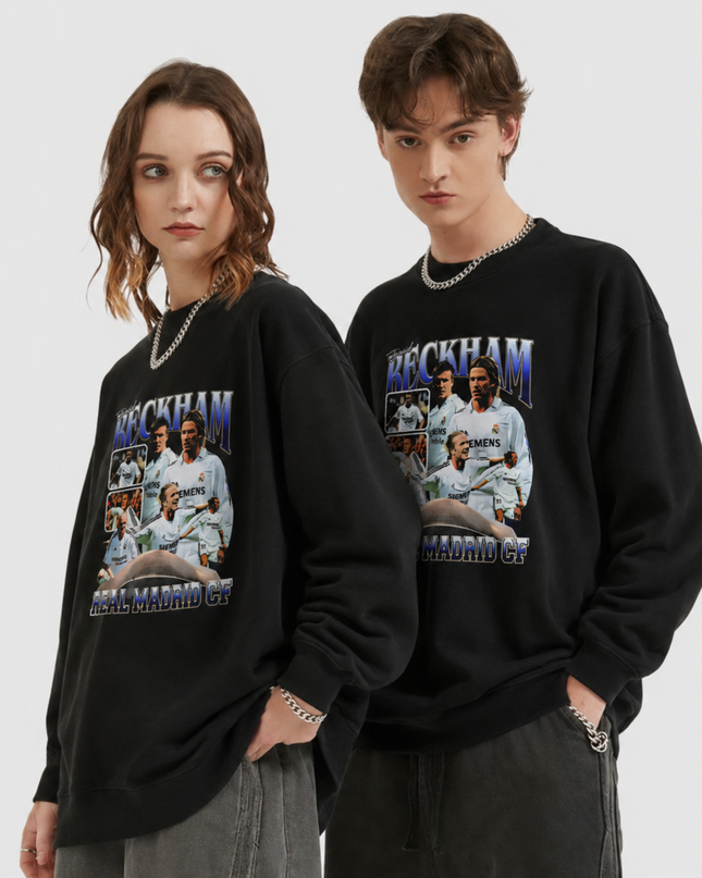 David Beckham Real Madrid CF Retro Collage Unisex Fan Crewneck
