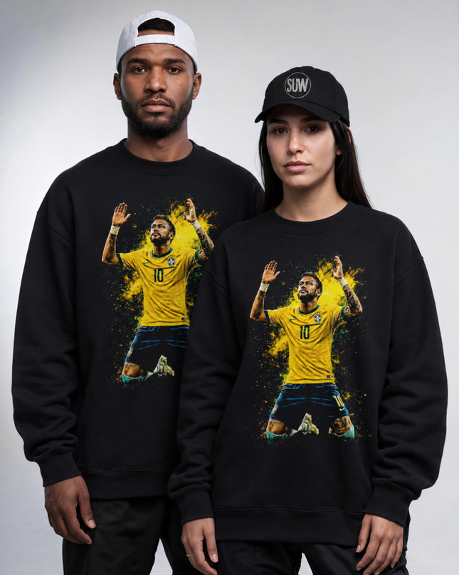 Neymar Jr Brazil Gold Celebration Prayer Unisex Fan Crewneck
