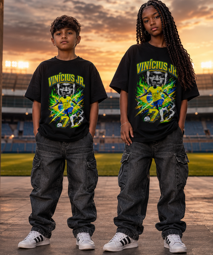 Vinicius Jr. Brazil #7 Fire Kids Fan T-Shirt
