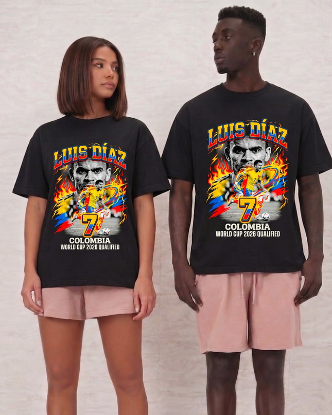 Luis Díaz #7 – Colombie Coupe du Monde 2026 Qualifiée T-Shirt Unisexe Fan