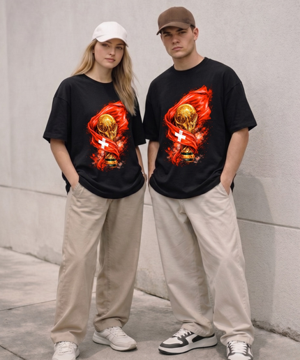 Switzerland Flag & Trophy Flame Edition Soccer World Cup 2026 Unisex Fan T-Shirt