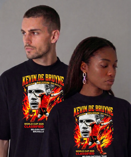 T-shirt de fan unisexe classifié Kevin De Bruyne #7 Belgique Diables Rouges Coupe du Monde 2026
