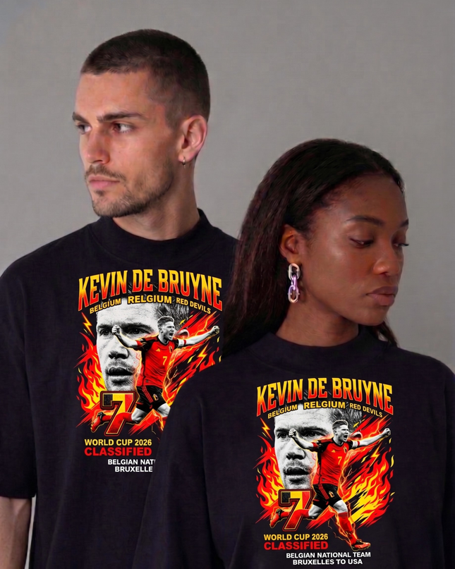 T-shirt de fan unisexe classifié Kevin De Bruyne #7 Belgique Diables Rouges Coupe du Monde 2026