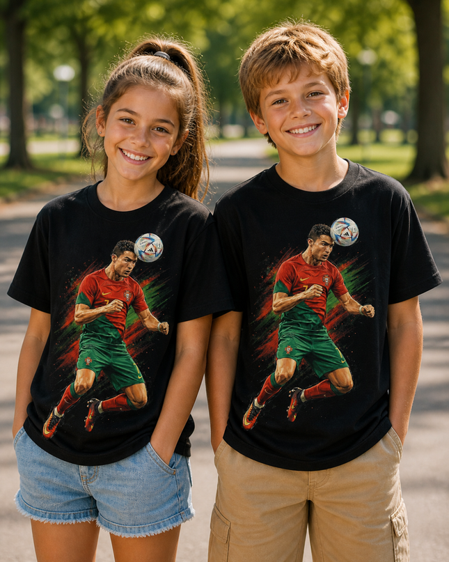 Cristiano Ronaldo Portugal #7 Action Kids Fan T-Shirt