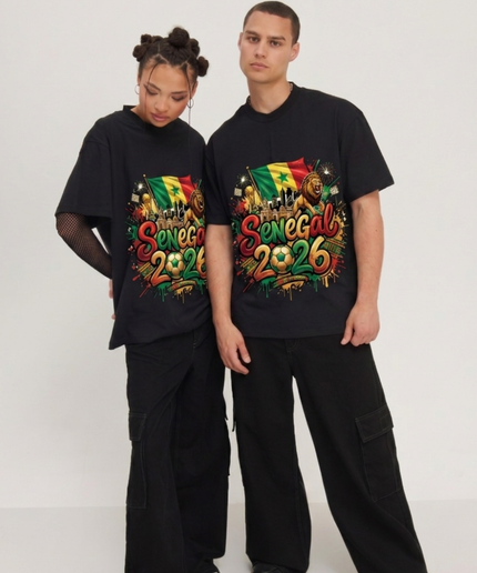 T-shirt Unisexe Supporters Lions de la Teranga Sénégal Coupe du Monde de Football 2026