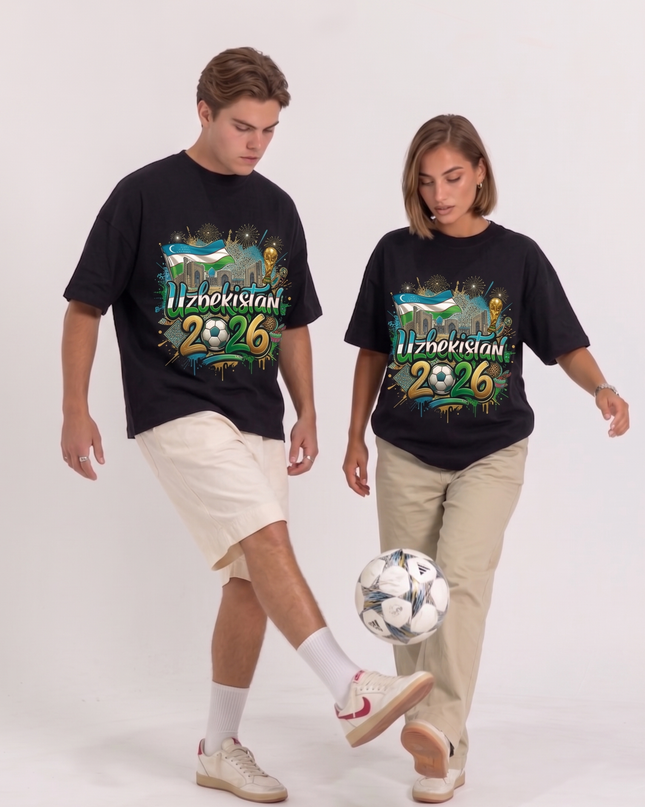 T-shirt unisexe pour les fans de la Coupe du Monde de Football Ouzbékistan 2026 édition Graffiti