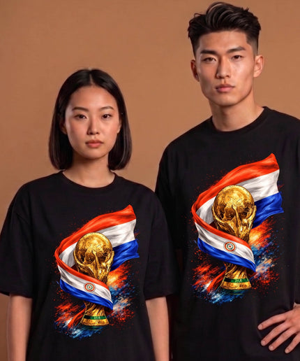 Paraguay World Cup Trophy Flag Fire Soccer World Cup 2026 Unisex Fan T-Shirt