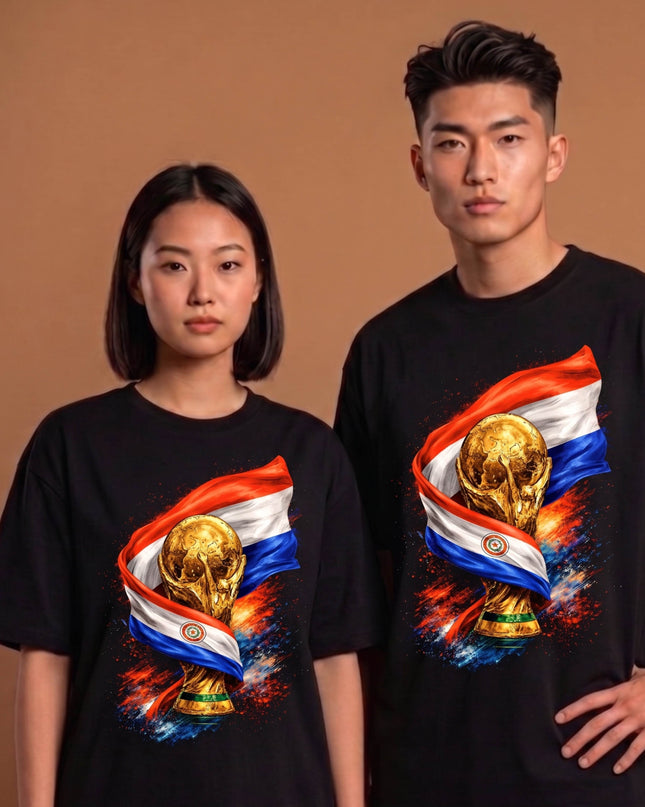 Paraguay World Cup Trophy Flag Fire Soccer World Cup 2026 Unisex Fan T-Shirt