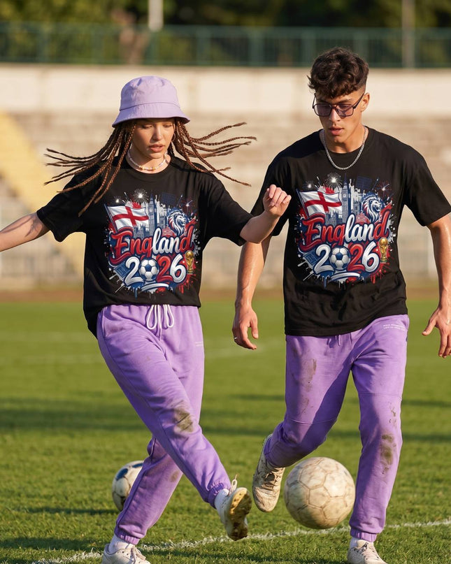 T-shirt unisexe pour fans de la Coupe du Monde de Football Angleterre 2026 Graffiti Fiesta Big Ben