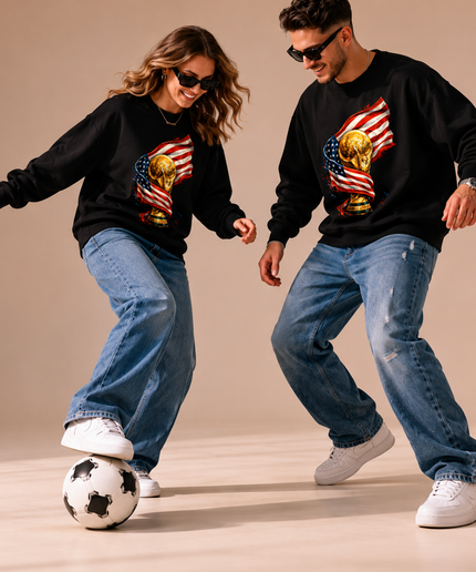USA World Cup Trophy Flag Unisex Fan Crewneck