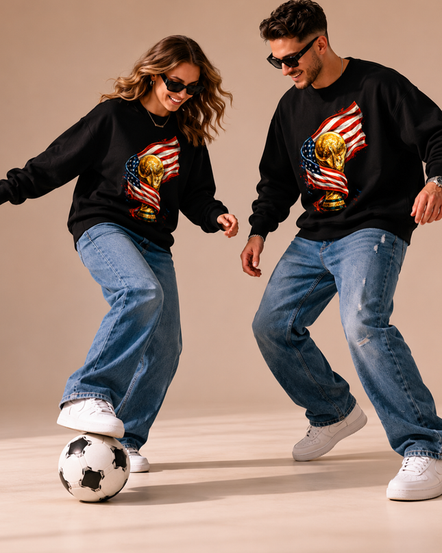 USA World Cup Trophy Flag Unisex Fan Crewneck