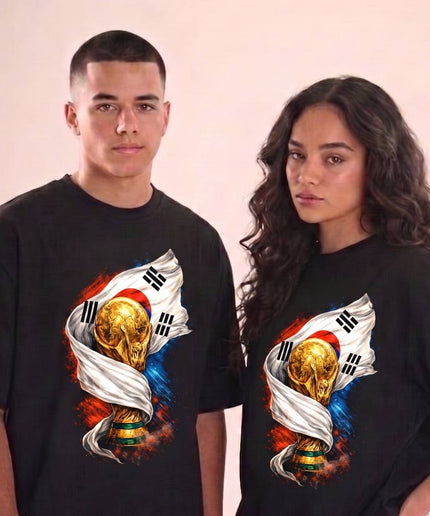 South Korea World Cup Trophy Flag Fire Soccer World Cup 2026 Unisex Fan T-Shirt