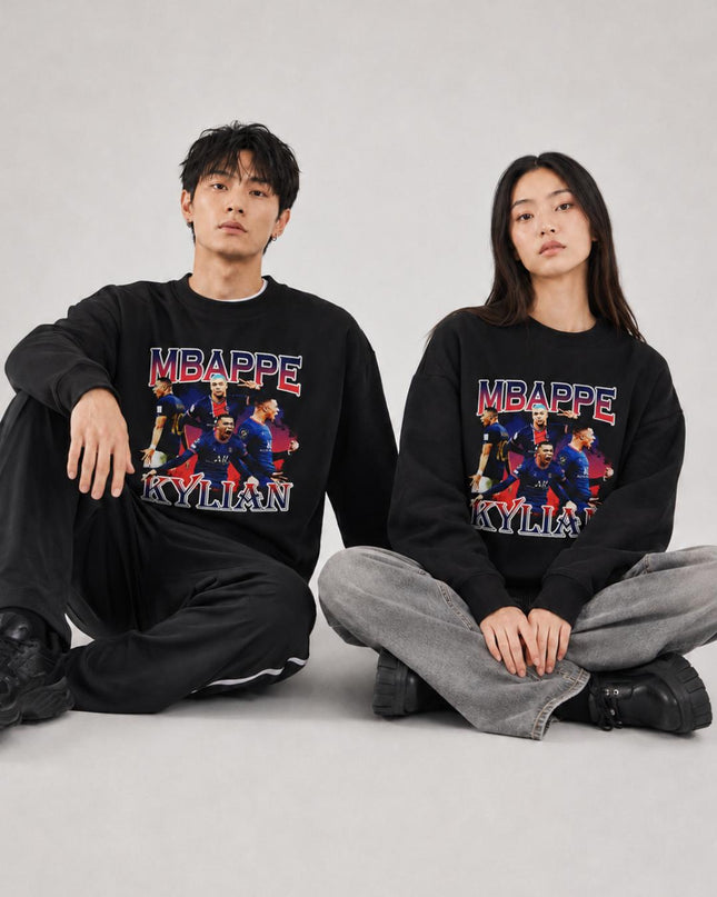 Kylian Mbappé PSG Red Blue Bootleg Collage Unisex Fan Crewneck