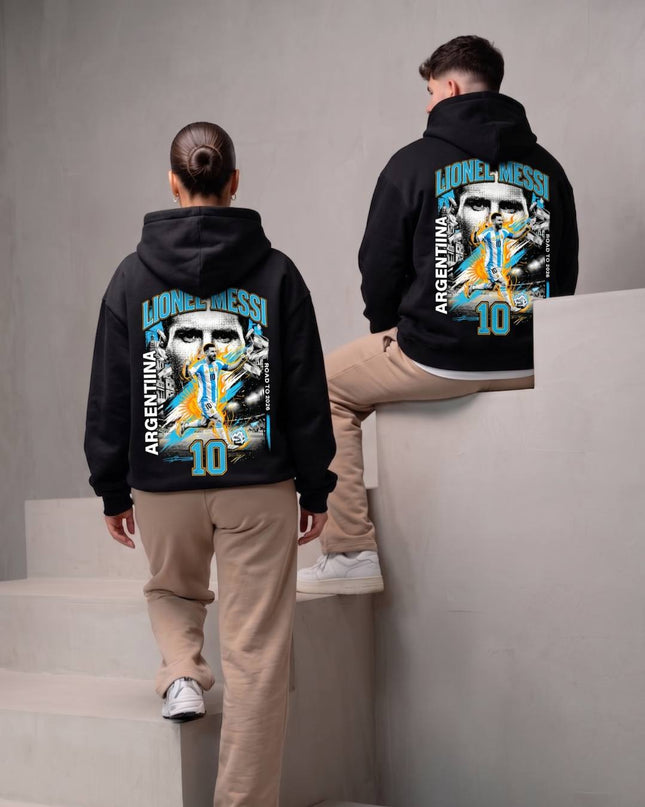 Lionel Messi #10 Argentina Road to 2026 Fire Unisex Fan Hoodie