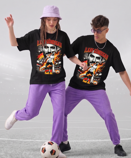 T-shirt unisexe pour fan İlkay Gündoğan #21 Allemagne Fire Duo Bootleg