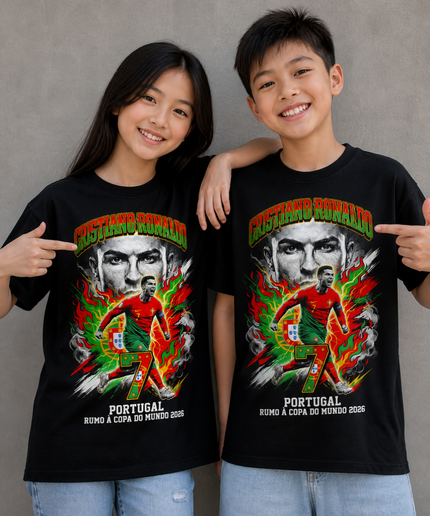 T-shirt Enfant Fan Cristiano Ronaldo Portugal #7 En route pour la Coupe du Monde 2026