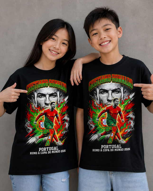 Cristiano Ronaldo Portugal #7 Rumo à Copa do Mundo 2026 Kids Fan T-Shirt