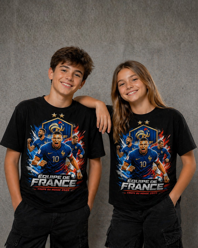 T-shirt Enfant Fan Équipe de France Coupe du Monde 2026