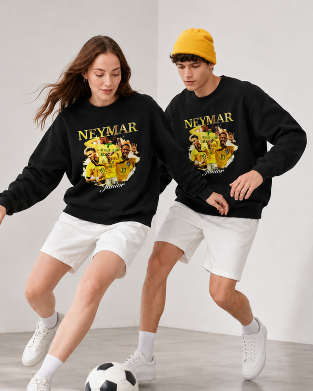 Neymar Jr Brazil Seleção Yellow Gold Celebration Multi-Pose Unisex Fan Crewneck