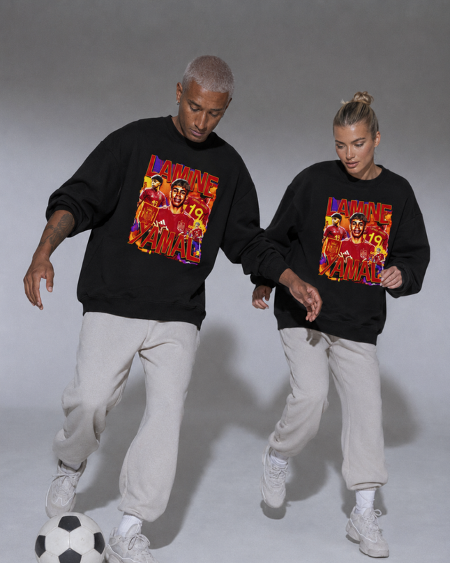Lamine Yamal Spain Red Orange Fire Pop Art Unisex Fan Crewneck