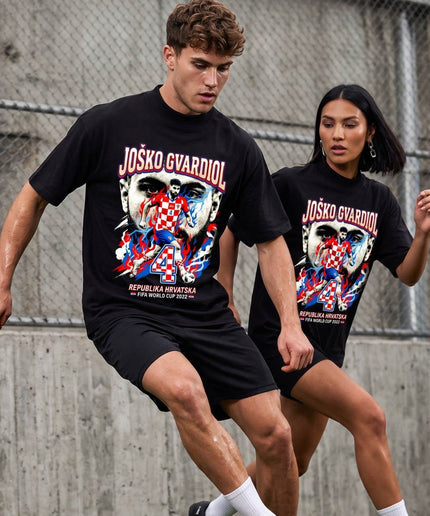 Joško Gvardiol #4 République de Croatie Coupe du Monde de Football 2026 T-Shirt Unisexe pour Fans