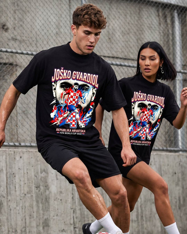 Joško Gvardiol #4 République de Croatie Coupe du Monde de Football 2026 T-Shirt Unisexe pour Fans