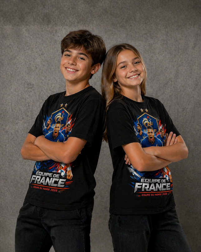 T-shirt Enfant Fan Équipe de France Coupe du Monde 2026