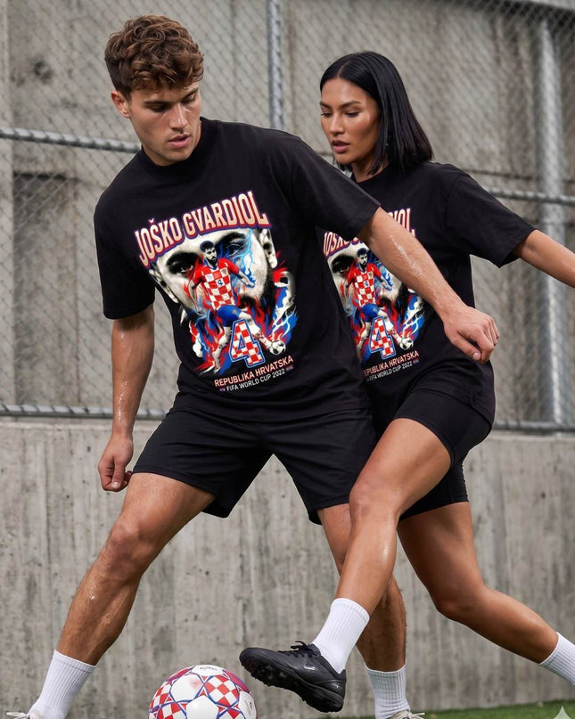 Joško Gvardiol #4 République de Croatie Coupe du Monde de Football 2026 T-Shirt Unisexe pour Fans