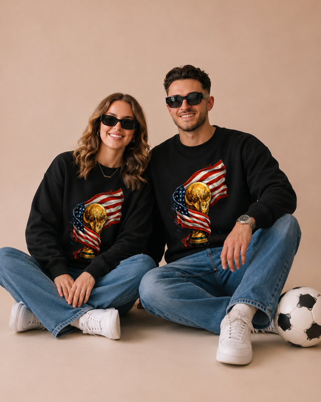 USA World Cup Trophy Flag Unisex Fan Crewneck