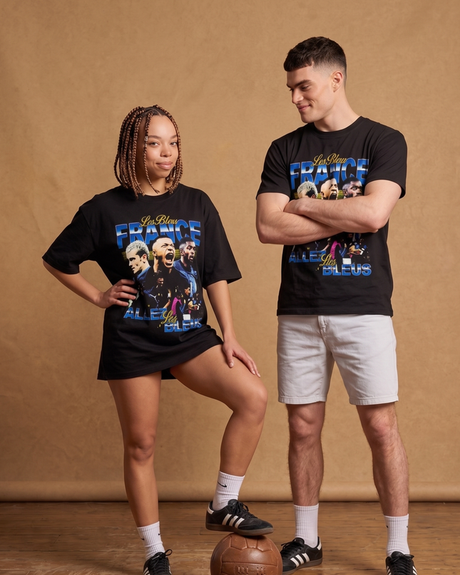 T-shirt unisexe "Allez les Bleus" France style vintage non officiel pour fans
