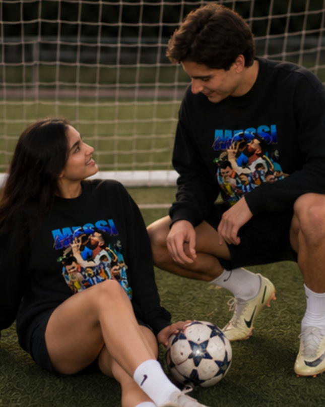Lionel Messi Argentina Blue Teal Chrome Retro Bootleg Multi-Pose Action Collage Unisex Fan Crewneck
