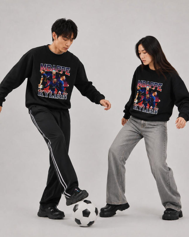 Kylian Mbappé PSG Red Blue Bootleg Collage Unisex Fan Crewneck