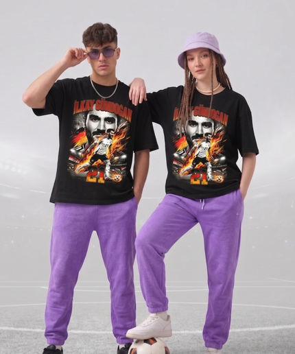 T-shirt unisexe pour fan İlkay Gündoğan #21 Allemagne Fire Duo Bootleg