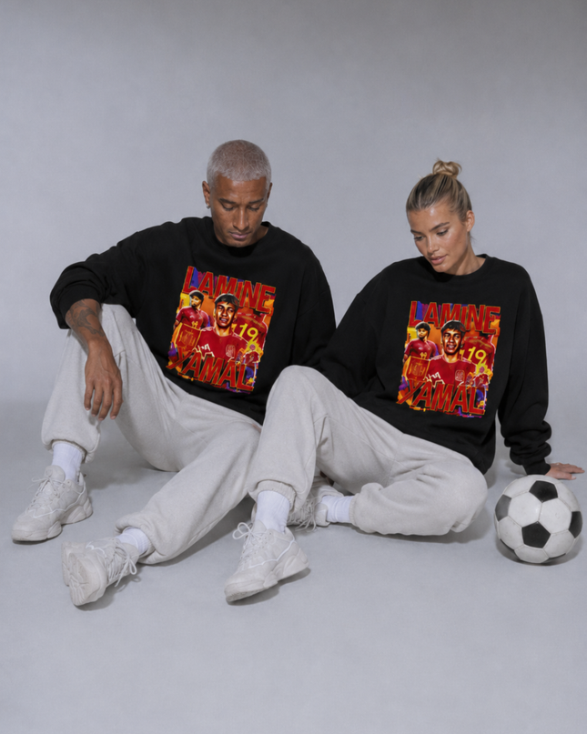 Lamine Yamal Spain Red Orange Fire Pop Art Unisex Fan Crewneck